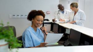 woman at front desk